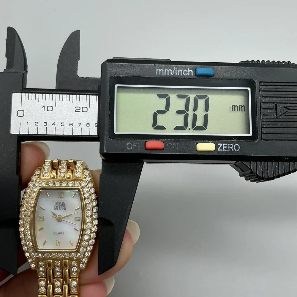 Nolan Miller Womens Watch 23mm MOP Dial Gold Tone Crystals New Battery 6.25